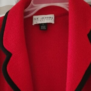 St. John Collection Red Blazer with Black Trim